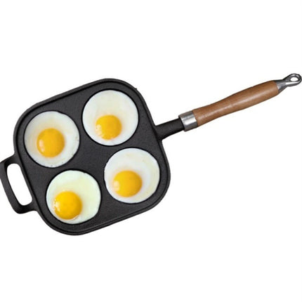 Breakfast Frying Pan – Cast Iron Non-Stick | 4-Compartment Square Pan