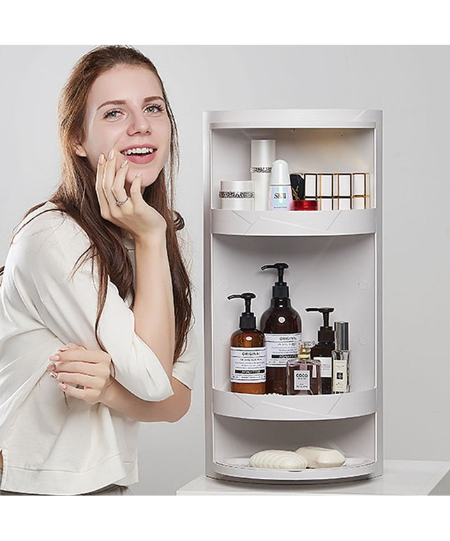 Bathroom Rotatable Storage Rack Wall Mounted, No Drilling Required