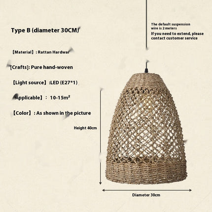 Retro Woven Rattan Pendant Light – Handcrafted Natural Ceiling Lamp (3 Sizes)