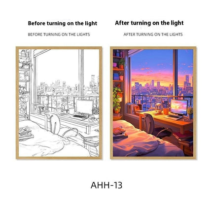 Decorative Painting Small Night Lamp Creative Photo Frame Table Decoration