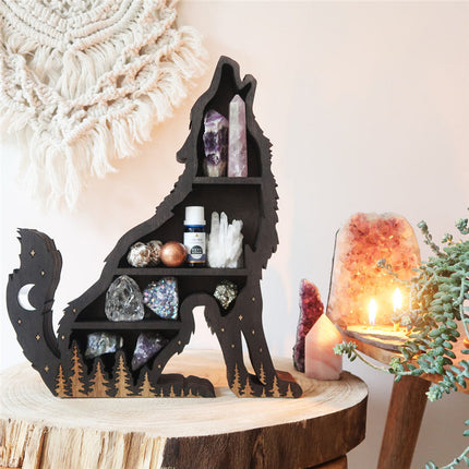 Wolf Moon Crystal Shelf Starry Wall Display Decor
