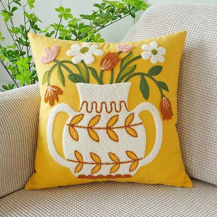 Pastoral Yellow Floral Cushion Cover – 45x45cm 🌼💛