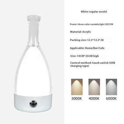 Portable Wine Decanter Lamp – LED Touch Dimming Light with Optional Leather Strap (8 Base Colours)
