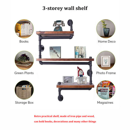 Industrial Pipe Shelf 3 Tier Steampunk Bookshelf