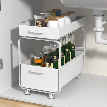 Multifunctional Under Sink Storage Caddy – 2 Layers, Carbon Steel, Athens Black/Ivory White | Ikeame
