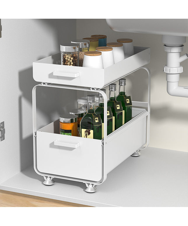 Multifunctional Under Sink Storage Caddy – 2 Layers, Carbon Steel, Athens Black/Ivory White | Ikeame
