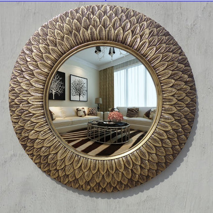 Retro European Feather Frame Wall Mirror — Gold or Bronze