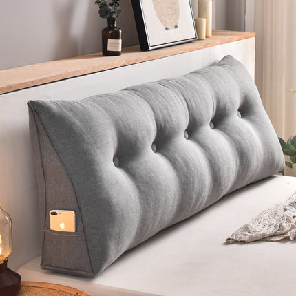 Triangle Bed Backrest Cushion | Cotton Linen Headboard Pillow