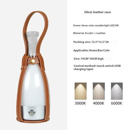 Portable Wine Decanter Lamp – LED Touch Dimming Light with Optional Leather Strap (8 Base Colours)