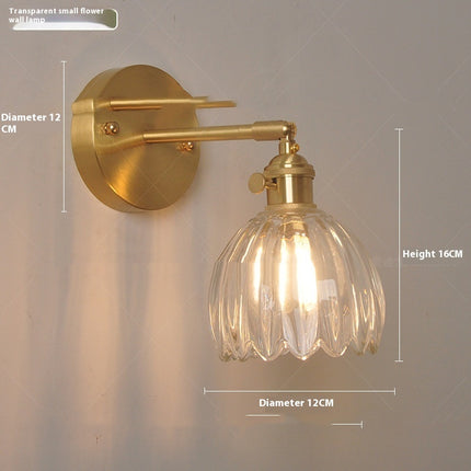 Retro Copper Glass Flower Wall Light – Single Head | Multiple Colours