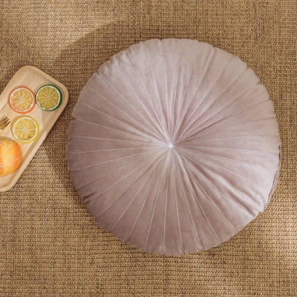 Nordic Style Khaki Round Velvet Cushion with Core – 40x40x10cm