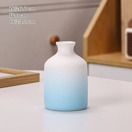 Gradient Macaron Ceramic Vase | Pastel Mini Decorative Vase
