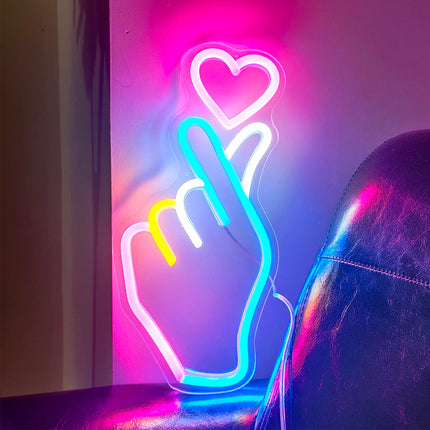 Finger Heart Neon Light | LED Acrylic Wall Décor