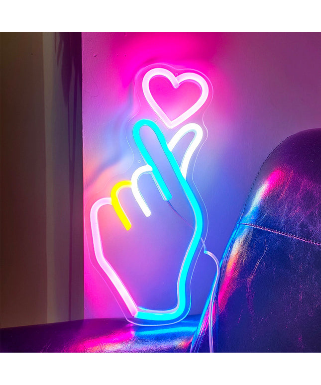 Finger Heart Neon Light | LED Acrylic Wall Décor