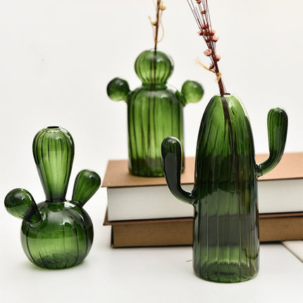 Glass Cactus Vase – Playful Décor in Elegant Blue & Green