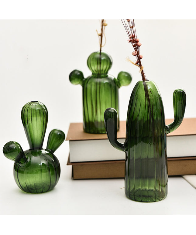 Glass Cactus Vase – Playful Décor in Elegant Blue & Green