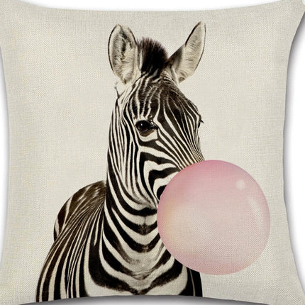 Animals Blowing Pink Bubbles Cushion Covers – 6 Quirky Linen Designs