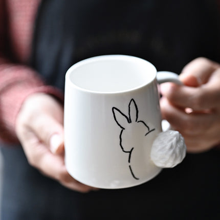 3D Animal Tail Mug (Dog/Cat/Rabbit) | Cartoon Ceramic Coffee Cup
