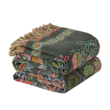 Paisley Cotton Gauze Blanket | Floral Summer Tassel Throw
