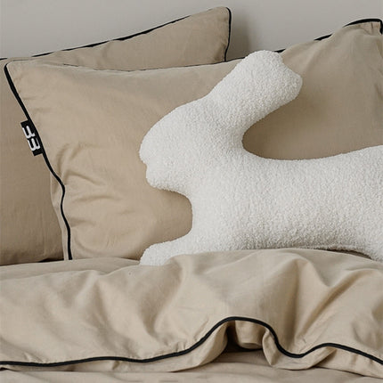 Rabbit-Shaped Plush Pillow – Soft Fleecy Cushion in Black or White