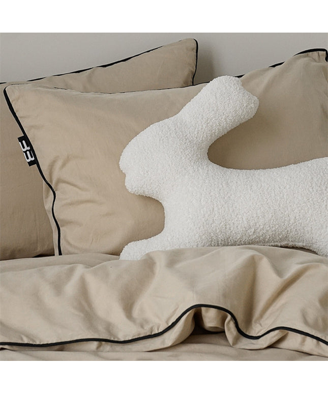 Rabbit-Shaped Plush Pillow – Soft Fleecy Cushion in Black or White
