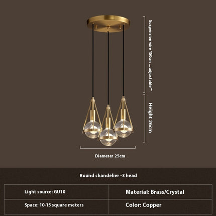 Copper Crystal Chandelier – Luxury Modern Minimalist Lighting | Ikeame