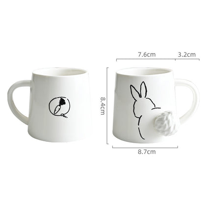 3D Animal Tail Mug (Dog/Cat/Rabbit) | Cartoon Ceramic Coffee Cup