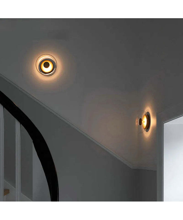Modern Glass Wall Lamp – Black or Gold with Transparent, Amber, or Smoky Grey