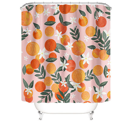 Watercolour Oranges Shower Curtain — Idylllic Bathroom Set (180 × 180 cm)
