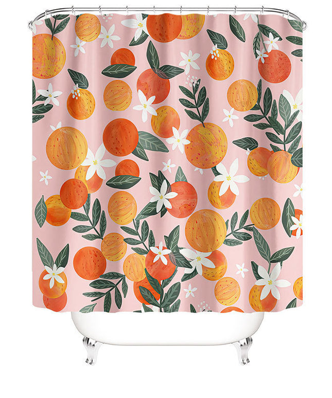 Watercolour Oranges Shower Curtain — Idylllic Bathroom Set (180 × 180 cm)