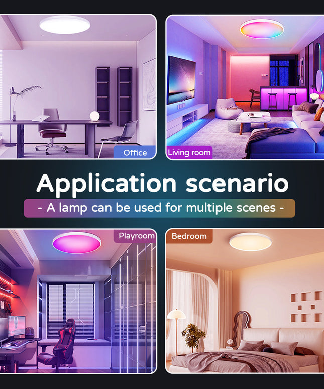 Smart WiFi Bluetooth Ceiling Lamp – RGB Colour Changing, Remote Dimmable | Ikeame