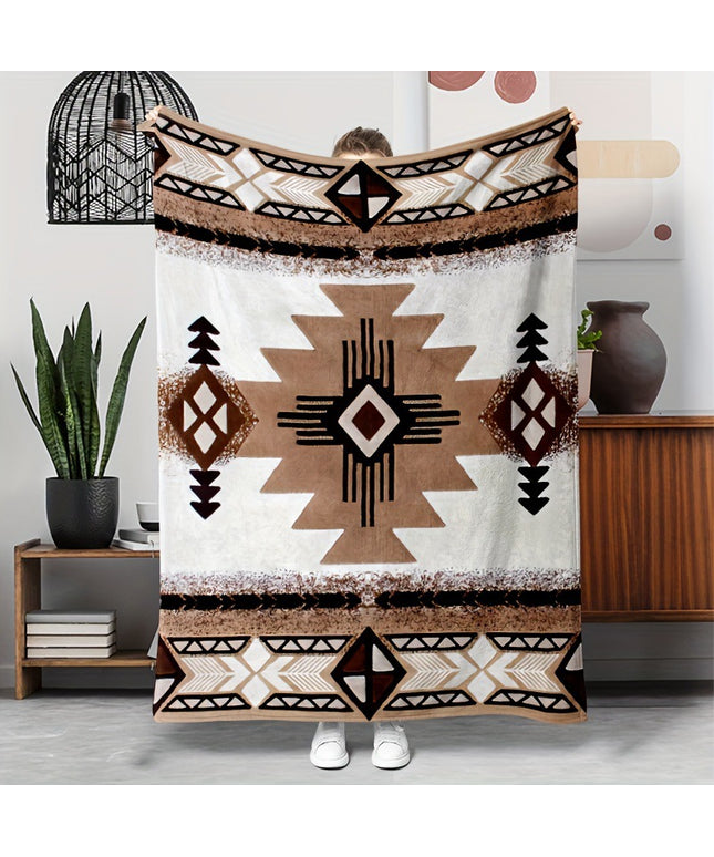 Bohemian Flannel Blanket | Tribal Pattern Cosy Throw
