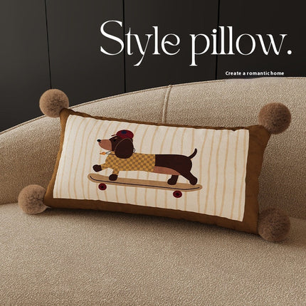 🐶 Skateboard Puppy Cushion Cover – With Fun Bobble Tassels | Multiple Sizes