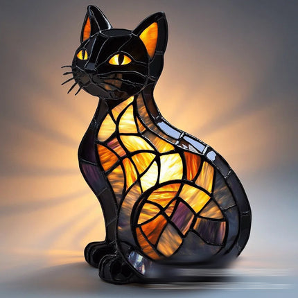 Art Animal Resin LED Table Lamp – Stained Glass Style Cats & Dogs