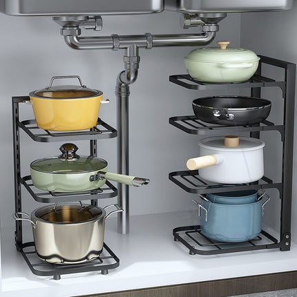 No Drill Pot Rack Kitchen Storage 2/3/4 Tier Organiser