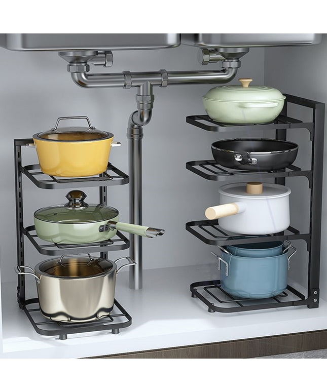 No Drill Pot Rack Kitchen Storage 2/3/4 Tier Organiser