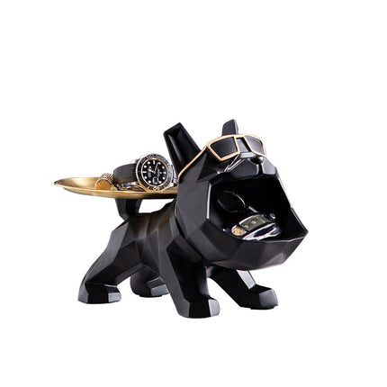 Bulldog Key Storage Tray Black Gold Geometric Organiser
