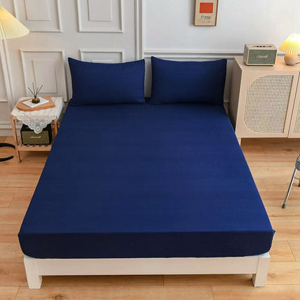 Double Cotton Bed Sheet Set – Fitted Sheet, 2 Pillowcases, 7 Colours