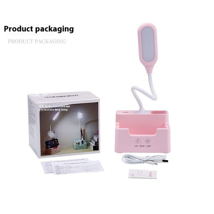 USB Rechargeable LED Desk Lamp – Eye Protection, Phone Stand & Desk Tidy