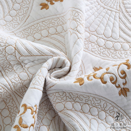 European Cotton Embroidered Bedspread | King Size Quilted Cover
