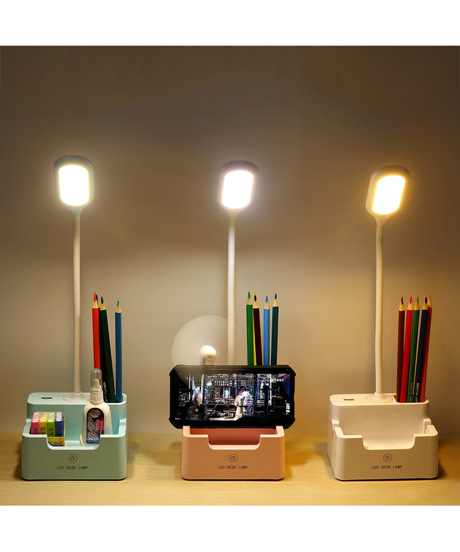 USB Rechargeable LED Desk Lamp – Eye Protection, Phone Stand & Desk Tidy