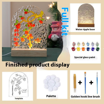 Tulip Handmade Diy Glass Painting Small Night Lamp Creative