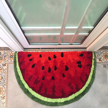 Creative Polyester Fiber Semicircle Watermelon Rug Kitchen Bathroom Carpet