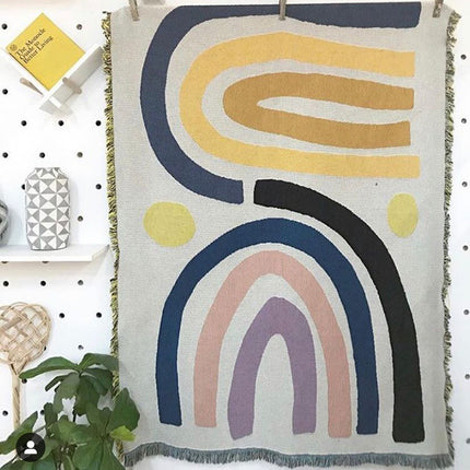 Bohemian Rainbow Blanket Tapestry | Colourful Throw & Wall Decor