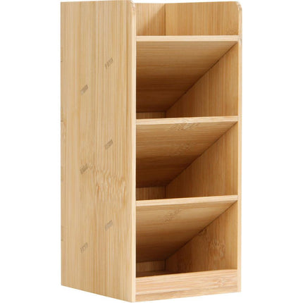 Bamboo Oblique Pen Holder – Natural Desk Organiser Storage Box