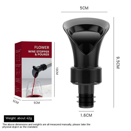 Black Petal 2-in-1 Wine Stopper 🍷 – Vacuum Seal & Pourer