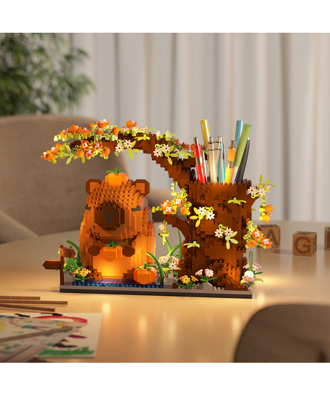 Capybara Treehouse Building Block Pen Holder – DIY Desk Organiser