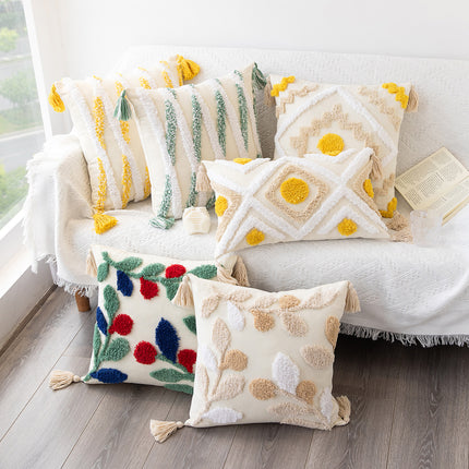 Bohemian Tufted Cushion Cover | Geometric Tassel Pillow