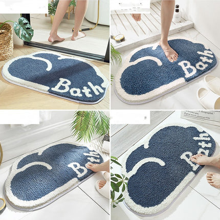 Cloud-Shaped Absorbent Bathroom Mat — Blue or Grey (45 × 75 cm)