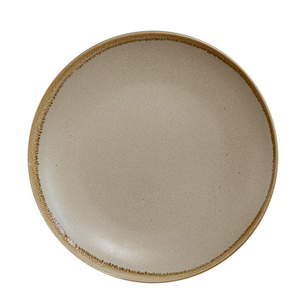 Ceramic Dinner Plate 🍽️ – Stone with Apricot Yellow Edge